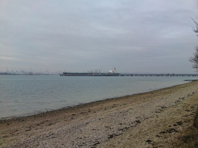 Oil tanker unloading on the BP jetty in Southampton Water