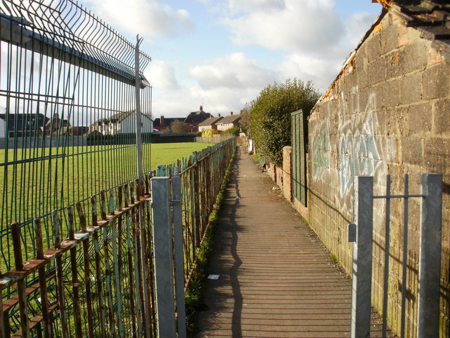 Path along the edge of a recreation ground adjacent to Jenkins Street, Newport