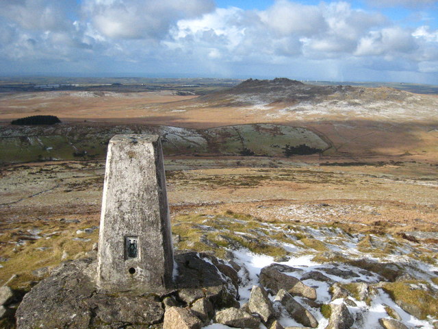Trig point on the summit of Brown Willy