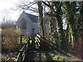 Narrow footbridge into churchyard, Goldcliff