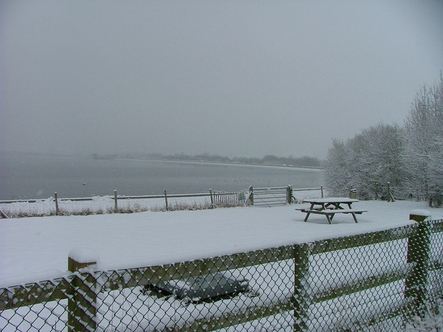Farmoor Reservoir Picnic Area under snow
