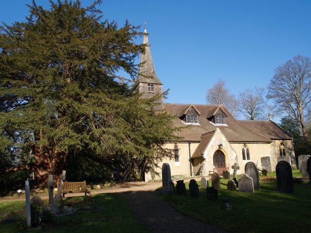 Tandridge Church and its enormous ancient yew tree