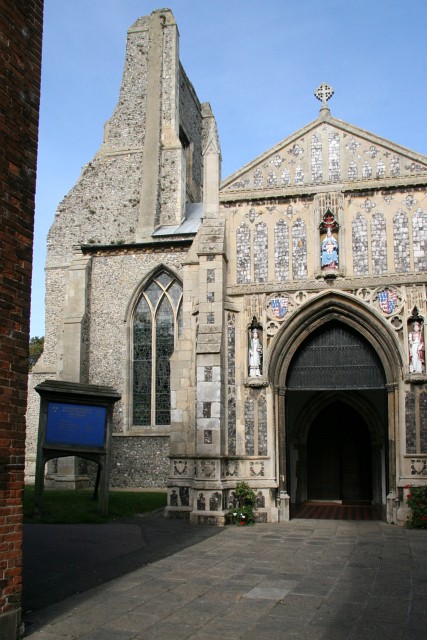 The entrance porch and tower of the Parish Church of St. Nicholas