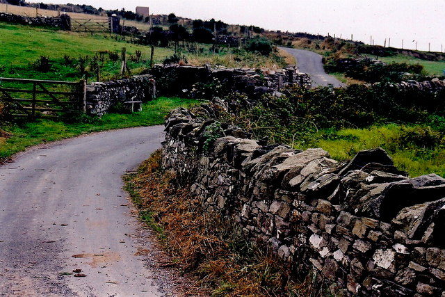 Cregneash Village - Ruins along left side of lane