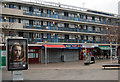 Parade of shops on Kings Square, London EC1