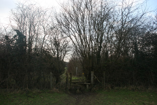 Stile on a footpath towards Branbletye