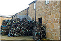 Stacked lobster pots at Sennen Cove