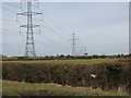 Pylons cross the fields near Pilning