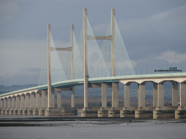The central cable-stayed portion of the second Severn Crossing