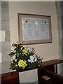 The incumbency board at St Mary, East Worldham