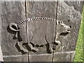 NY7708 : Wild boar in Kirkby Stephen churchyard by David McMumm