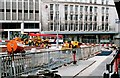 Sheffield Supertram - tramway construction in High Street (August 1994)