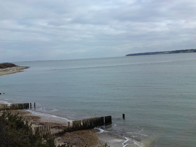 Lepe beach groynes with views of the Isle of Wight
