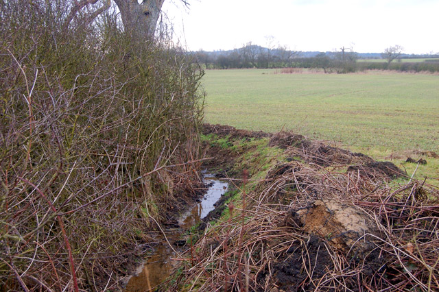 Recently dredged drainage ditch near Upper Shuckburgh