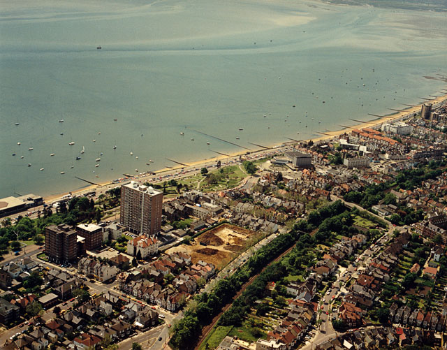 Aerial View of Southend seafront: Cliffs Pavilion
