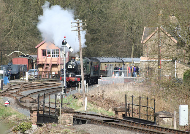 Train departing southward from Highley railway station