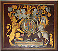 TM0179 : St Andrew's church - royal arms by Evelyn Simak