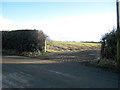 Entrance to field looking south from Pentre Dafydd road