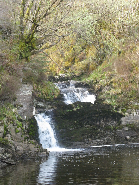 Waterfall tumbling into Loch Nant