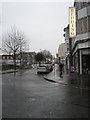 A wet and windy scene in Wenban Road