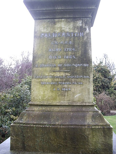 Plinth inscription on the Palmerston monument