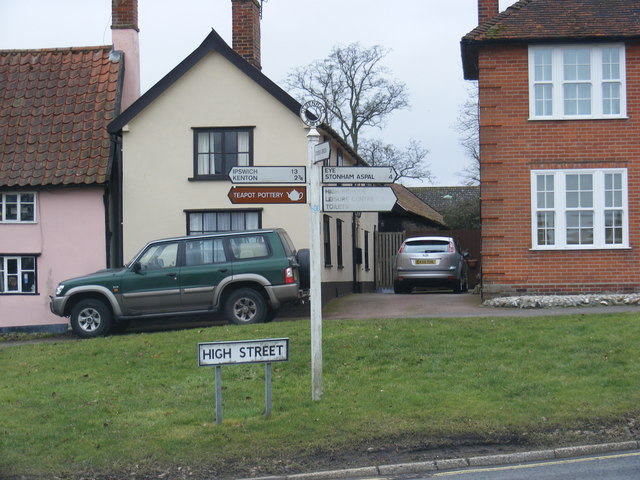 Old Road Sign B1077 High Street, Debenham