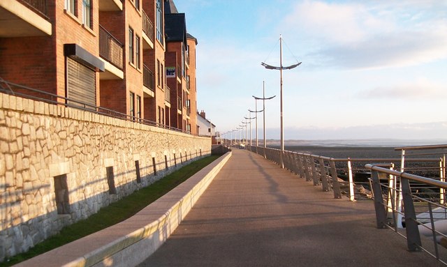 View north along the Promenade from the Shimna Estuary Footbridge