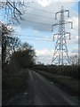 Pylon line crosses the road near Northmoor