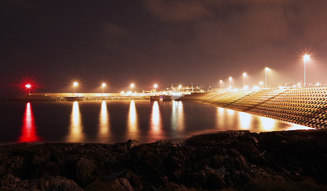 Bangor harbour at night