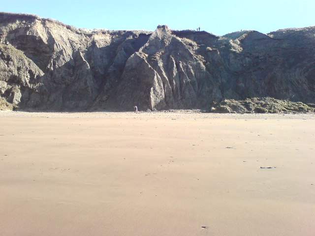 Scale of the cliffs at Mwnt