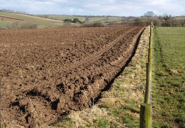 Ploughed field and fence, Trewarlett