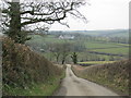 Road from Woodland Cross drops into the valley