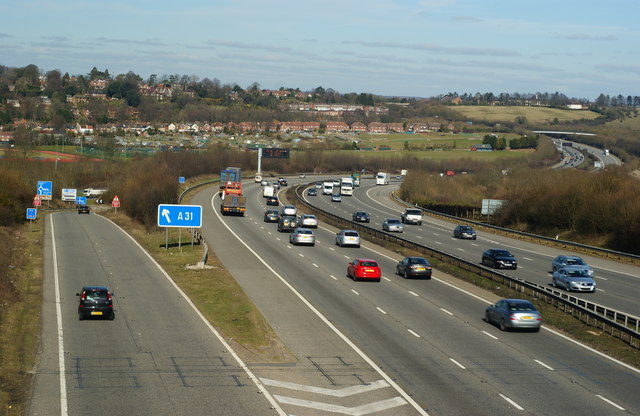 M3 Motorway, at Twyford Down, Hampshire