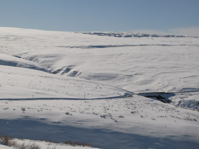 The cleugh of Whetstonemea Burn and Coalcleugh Moor in the snow