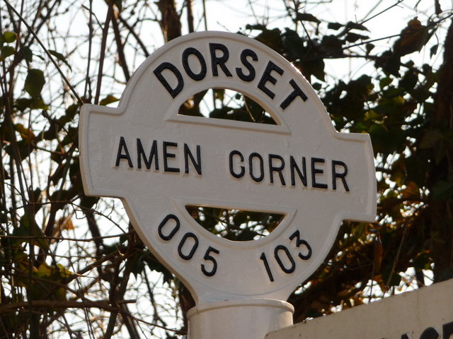 Gussage All Saints: detail of Amen Corner finger-post