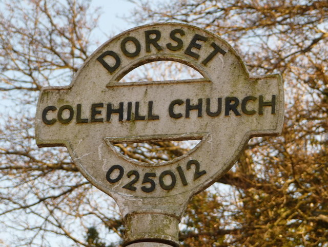 Colehill: detail of Colehill Church finger-post