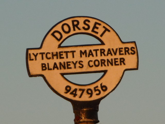 Lytchett Matravers: detail of Blaneys Corner finger-post