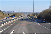 ST5689 : Looking East along the M48 from the Severn Bridge toll by Nick Mutton 01329 000000