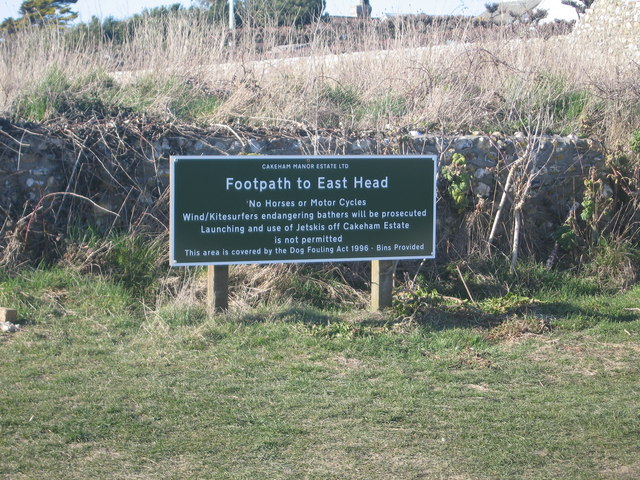 Cakeham Manor Estate - sign on coastal footpath