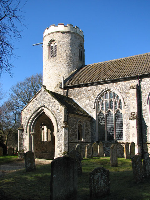 The church of St Mary in East Walton - porch and tower
