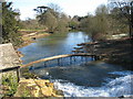 Footbridge crosses the river below the cascade at Blenheim