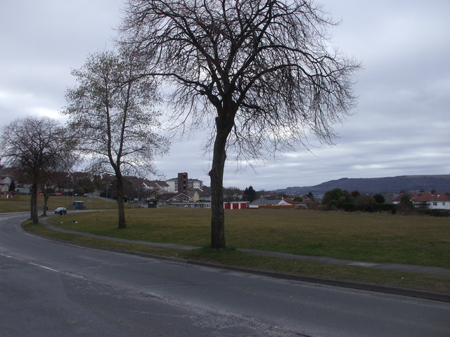 Looking across Cimla Common towards the Fire Station