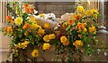 Flowers on the Leweston Memorial, Sherborne Abbey