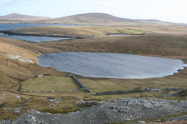The Loch of Aithness with some of the old slate quarries spoil