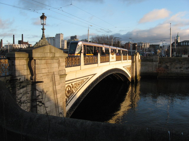 Sean Heuston bridge and Luas tram, Dublin