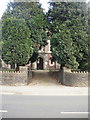 Trees partially shielding Coptic Orthodox Church, Risca