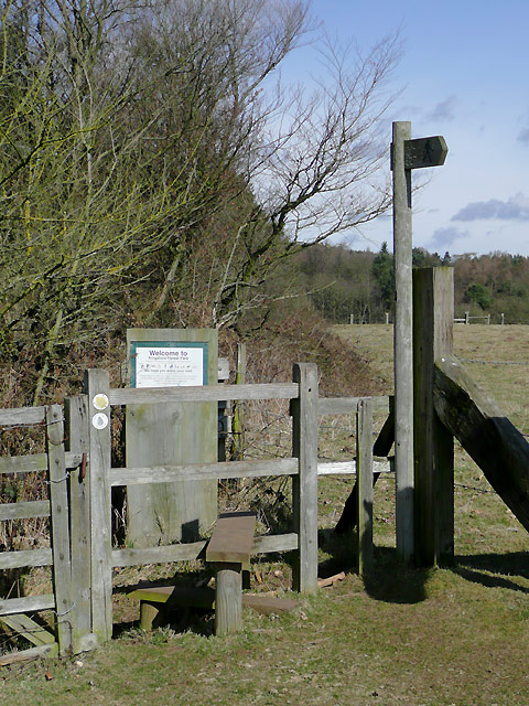 Stile on footpath near Blakeshall, Worcestershire