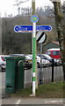 National Cycle Network signpost, Waunfawr Park, Crosskeys