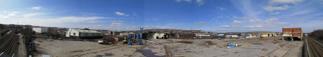 Panorama of demolition site - Tinsley wire