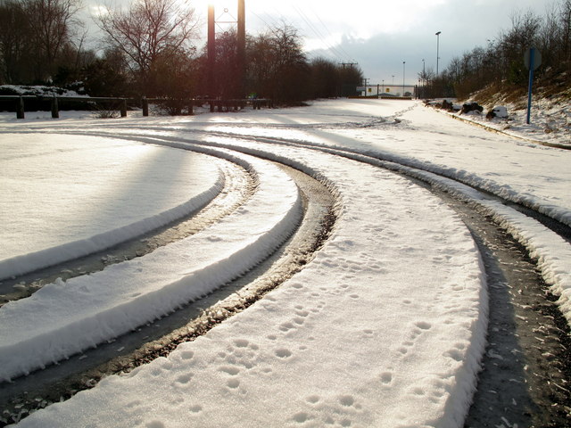 Vehicle tracks in snow